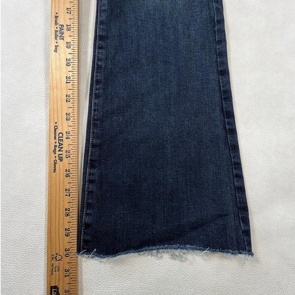 American Eagle Kick Boot Jeans Dark Wash Super Stretch Raw Hem 10 Long Womens - Picture 6 of 12